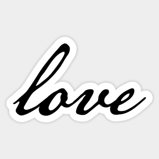 Love Minimal Typography Black Script Sticker